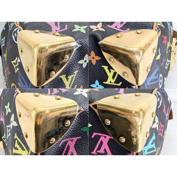 Authentic Louis Vuitton Speedy 30 Monogram Multicolor Sac Bag Black Tote Handbag - Picture 7 of 16